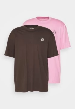 YOURTURN Unisex 2 Pack - T-Shirt Print - BrownPink -Yourturn 082ccdc8e8804e22bd05332c3ea33b6f