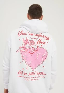 YOURTURN Heart Back Print Relaxed Hoodie Unisex - Hoodie - White -Yourturn ce0ba314ea484cd1bc8cf5b8dacbcec9