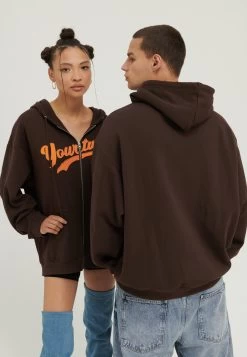 YOURTURN Unisex - Sweater Met Rits - Dark Brown -Yourturn defff32f62974a92bc7d6d90fe0389c3